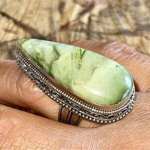 Green Larsonite Ring 7 3/4